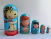 Snoopy and Charlie Brown; Wooden Nesting Dolls 4', 5 Pcs, Great Gift