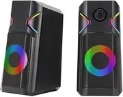JSEIAJB Computer Speaker 2.0 Channel Desktop RGB Colorful Light Stereo Satellite Multimedia Desktop Speaker