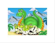 Wee Blue Coo Nursery Dinosaur Family Mum Kids Bedroom Wall Art Print