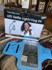 NEW TECH BUNCH LED SELFIE RING LIGHT VLOG KIT PHONE HOLDER Bonus Band Free Ship!