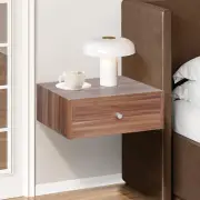 Floating Nightstand with Drawer, Wood Floating Bedside Table, Wall Mounted Night