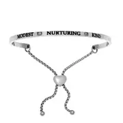 Intuitions Stainless Steel Modest, Nurturing, Kind June Lite Purple Birthstone Bangle Bracelet, 7"