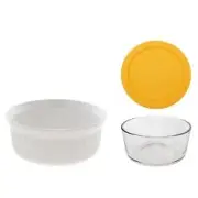 Corningware FS1 2.5Qt Casserole Dish, Pyrex 7201 4-Cup Glass Bowl and Yellow Lid
