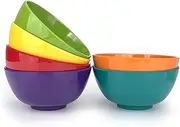Set of 6 Melamine 28oz Salad Bowls Set,6 inch Round Soup Bowls,100% Melamine Dinnerware Sets for Dinner or Picnic Party,Break-Resistant and BPA Free,Multicolor (Without Lids)