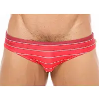 在飛比找Yahoo奇摩購物中心優惠-澳大利亞MARCUSE 水晶條紋紅色男仕三角泳褲