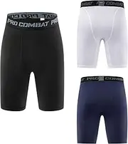 [Generic] 3Pack Mens Compression Shorts Cool Dry Sports Running Tights Underwear Athletic Workout Base Layer Short Biker Basketball