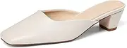 Yremael Women's Black Mules Chunky Kitten Heels Closed Square Toe Slip On Slingback Casual Dress Shoes