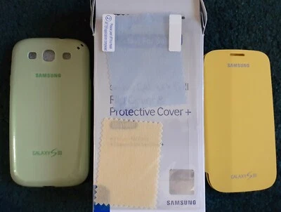 Samsung Galaxy S3 LOT Green Hard Shell Case Yellow Flip Case SCREEN PROTECTOR