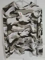 Abercrombie Kids Youth Camo Army Print Long Sleeve Logo Sz 15/16 Girl Boy Unisex