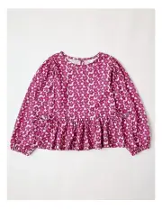 [Milkshake] Textured Peplum Top in Berry