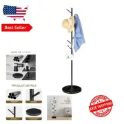 Heavy-Duty Stainless Steel Coat Stand with Marble Base - Space-Saving Solution
