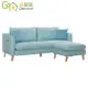 【綠家居】敦斯登 簡約藍可拆洗亞麻布獨立筒L型沙發組合(三人座＋椅凳) (5折)