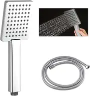 [ACA International] Bathroom Square Handheld Shower WELS Silver Hand Held Shower with Shower Hose ABS Plastic Spray Shower Head (Chrome)