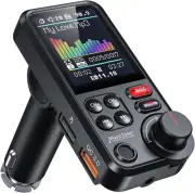 New Bluetooth FM Transmitter in-Car Wireless Radio Adapter Kit W 1.8" Color ...