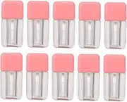 Healeved 10pcs Mini Square Lip Gloss Tube Containers Diy Lipstick Bottles Lip Brush Travel Size for Beginners Daily Use or Making
