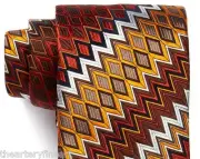 MISSONI Italy Men's Silk Tie Necktie 'Diamond and Zig-Zag' Chevron Rust/Orange