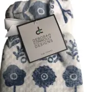Deborah Connolly Fingertip Towels Blue Flower Bathroom Denim Blue White Set of 2