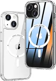 [ONES] Hard Hybrid Magnetic Case Compatible with iPhone 13 Case MagSafe, Military Grade Protection, Shockproof Airbag, Scratch-Resistant, Qi Wireless Charging, Anti-Yellow Silicone Cover, Clear