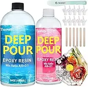 Teexpert Deep Pour Epoxy Resin, 51oz Crystal Clear Epoxy Resin Kit for 2-4" Pour Depths, High Gloss Bubble-Free Casting Resin for Flower Preservation River Tables and Mold Crafts - 2:1 Mix Ratio