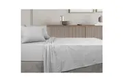 Algodon Single Bed Fitted Flat Sheet Set w Pillowcase 300TC Cotton Silver