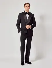 Hawes & Curtis Black Wool Double Breasted Slim Fit Shawl Dinner Suit Size: One Size