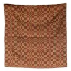 Primitive Woven GREEN RED PATRIOT KNOT TABLE SQUARE Coverlet Tablecloth 34"