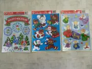 Vintage Window Clings ANGELS BEARS HOLOGRAM SNOWMEN (3) Sheets Static Cling