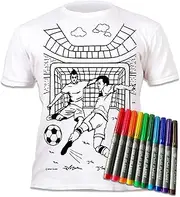 Splat Planet Color in Soccer T-Shirt with 10 Non-Toxic Washable Magic Markers - Color in and Wash Out T-Shirt
