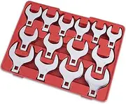 EFFICERE 14-Piece Premium 1/2" Drive Jumbo Crowfoot Wrench Set, Chrome Vanadium Steel, Includes Standard SAE Sizes from 1-1/16" to 2" with Storage Tray