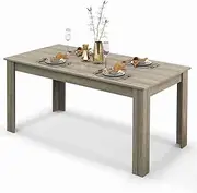 [Giantex] 160 CM Dining Table, Rectangular Dining Table with Sturdy L-Shaped Legs, Modern Kitchen & Dining Room Table, Seats up to 8, Woodgrain Finish