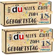 Belillpipi 18th Birthday Chocolate Bar Gift Box for Duplo, Set of 2 Wooden Gift Box for Chocolate Bar, Chocolate Storage Box, Birthday Gift, Chocolate Box