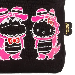 (現貨在台)日本正品Sanrio三麗鷗 帆布包 單肩包 A4大容量 鱷魚 蠟筆小新 Hello kitty 凱蒂貓 黑色