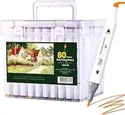 Vignette Stationery Dual Felt Tip Alcohol Base Professional Graphic Colour Drawing Art Markers Textas Pen Set Fine Broad Nib Double End With Bucket Artist Gift Colouring Texters Kit