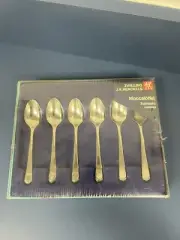 6 Mocca Spoons stainless Steel Zwilling J. A. Henckels Germany New In Gift Box