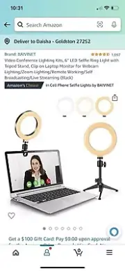 LED 6"Selfie Ring light With Tripod Stand&Cell Phone Holder F Makeup Live Selfie