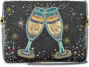 [MARY FRANCES] Cheers to That Beaded Crossbody Handbag with Champagne Toast and Sparkle Statement Evening Clutch Bag, Multicolor, Multicolor