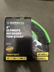 Recovery Tow Strap (2" x 20') Lab Tested 20,024lb Break Strength, Premium Black