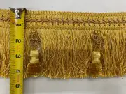 (SOLD BY THE YARD) 4.5''Brush Fringe Beaded Tassel TrimW/ Gimp Top Gold