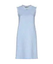 Dolce Gabbana Logo Plaque Tweed Sleeveless Mini Dress IT40,IT42 light blue