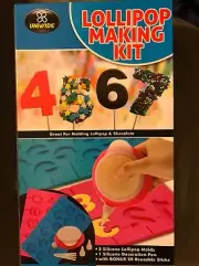 NIB SILICONE LOLLIPOP MAKING KIT CHOCOLATE MOLDS PEN STICKS BLUE PINK