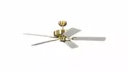 Vintage Ceiling Fan Without Light Flat Brass Matt White