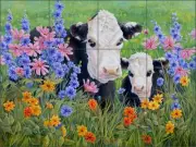 Cow Tile Backsplash Elliott Country Life Art Ceramic Mural CCI-LE198