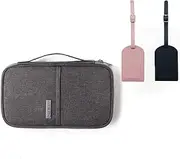 [Tovbmup] 1PCS Passport Holder Travel Wallet ，Waterproof Passport Wallet Travel Purse Travel Document Bag ，Suitable for Both Men and Women,with 2pcs PU Leather Boarding Passes (Black and Pink)