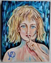 Original Acrylic Painting on Canvas called "Me Too" by Marilyn Oliveri, 8" x 10"