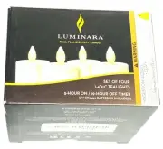 Luminara Pearl Ivory Flameless Candle Tealights - Flat Top - Set of 4