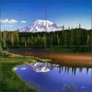 Ceramic Tile Mural Backsplash Burmann Mountain Lake Landscape Art KB007