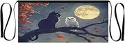 [Joitme] Black Cat White Owl Waitress Aprons, Aprons for Servers, Short Apron, Chefs Apron for Women, Black Cat White Owl