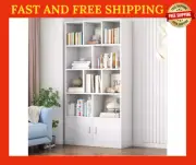 Omega 10-Shelf 2-Door Wardrobe Cupboard Bookshelf Cabinet (White)