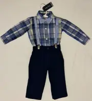 Nautica 4 Piece Set Boy's Pants, Shirt, Suspenders & Bowtie Size 12 Months NWT