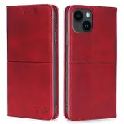 For iPhone 15 Plus ic Closing Phone Cover Cowhide Texture Card Slots Leather Stand Case
